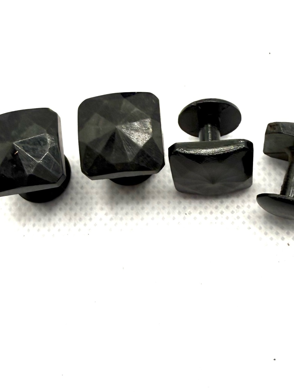 Black Faceted Square Cufflinks or Tuxedo Studs  for Men